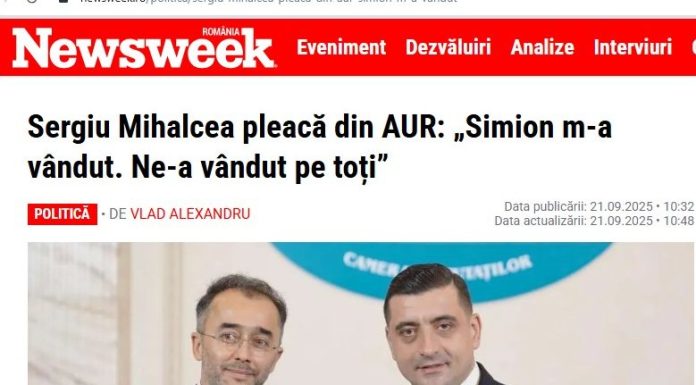 Sergiu Mihalcea, unul dintre ideologii AUR, si-a dat demisia. L-a facut pe Simion panarama, tradator al intereselor partidului, vandut strainilor